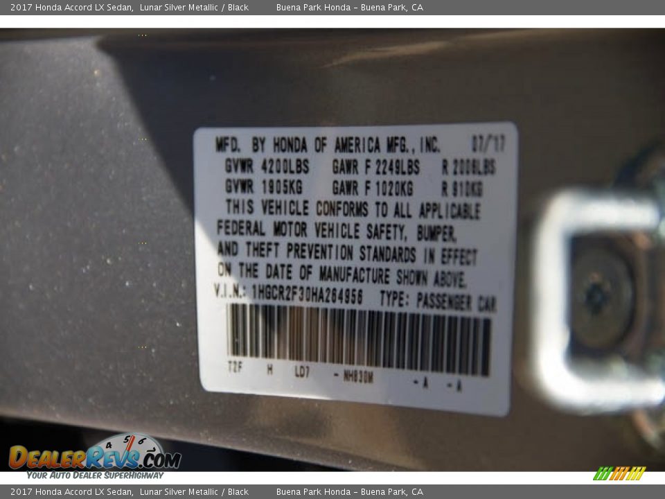 2017 Honda Accord LX Sedan Lunar Silver Metallic / Black Photo #16