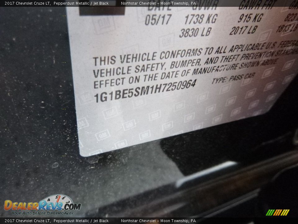 2017 Chevrolet Cruze LT Pepperdust Metallic / Jet Black Photo #16