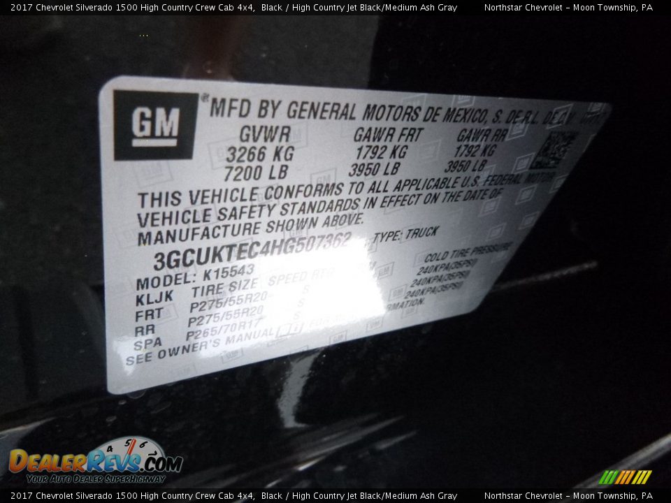 2017 Chevrolet Silverado 1500 High Country Crew Cab 4x4 Black / High Country Jet Black/Medium Ash Gray Photo #17