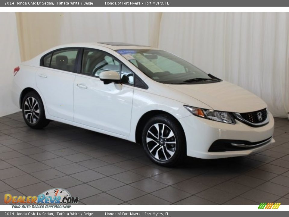 2014 Honda Civic LX Sedan Taffeta White / Beige Photo #2