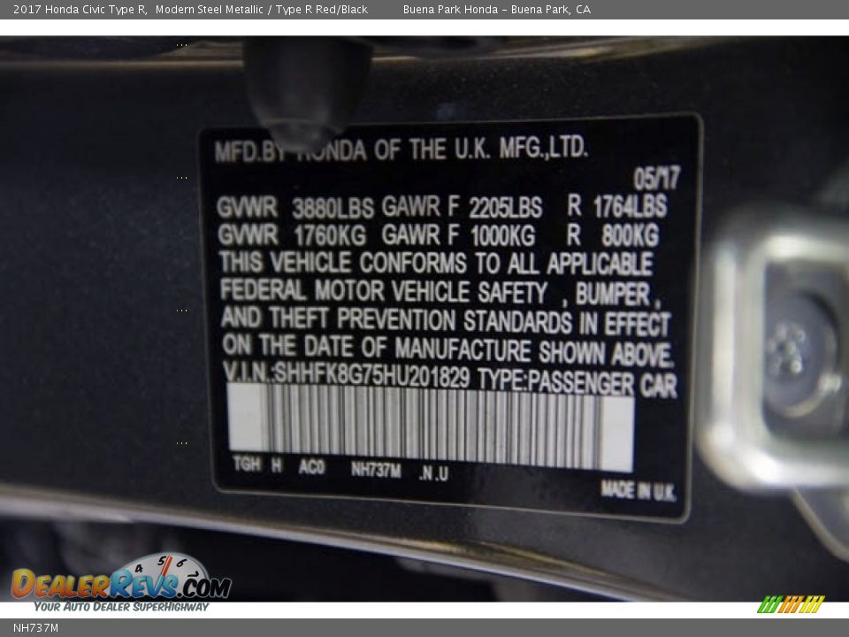 Honda Color Code NH737M Modern Steel Metallic