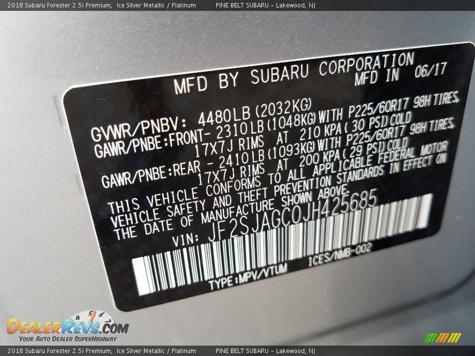 2018 Subaru Forester 2.5i Premium Ice Silver Metallic / Platinum Photo #9