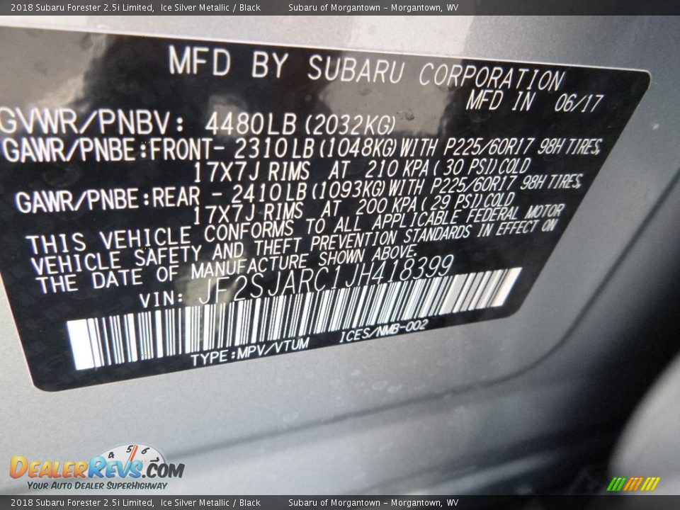 2018 Subaru Forester 2.5i Limited Ice Silver Metallic / Black Photo #15