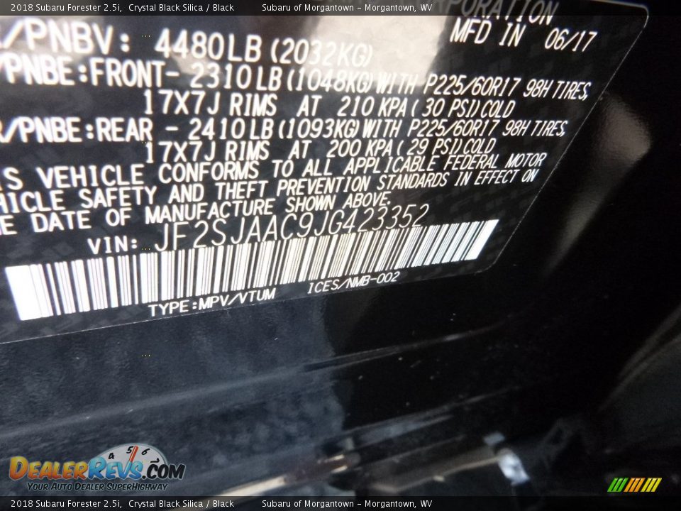 2018 Subaru Forester 2.5i Crystal Black Silica / Black Photo #15