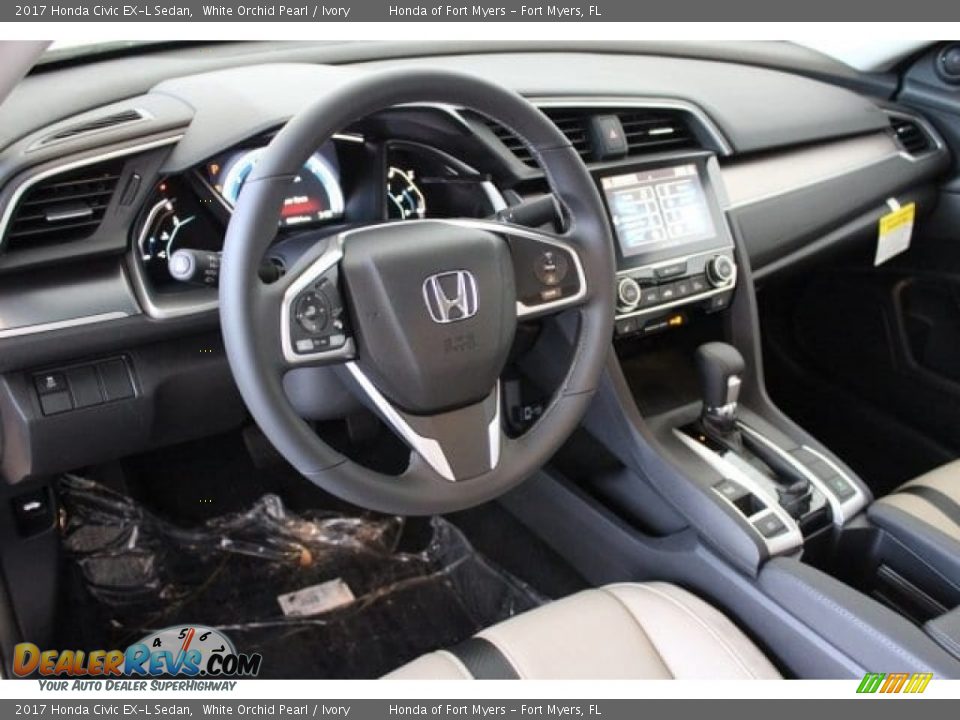 2017 Honda Civic EX-L Sedan White Orchid Pearl / Ivory Photo #11