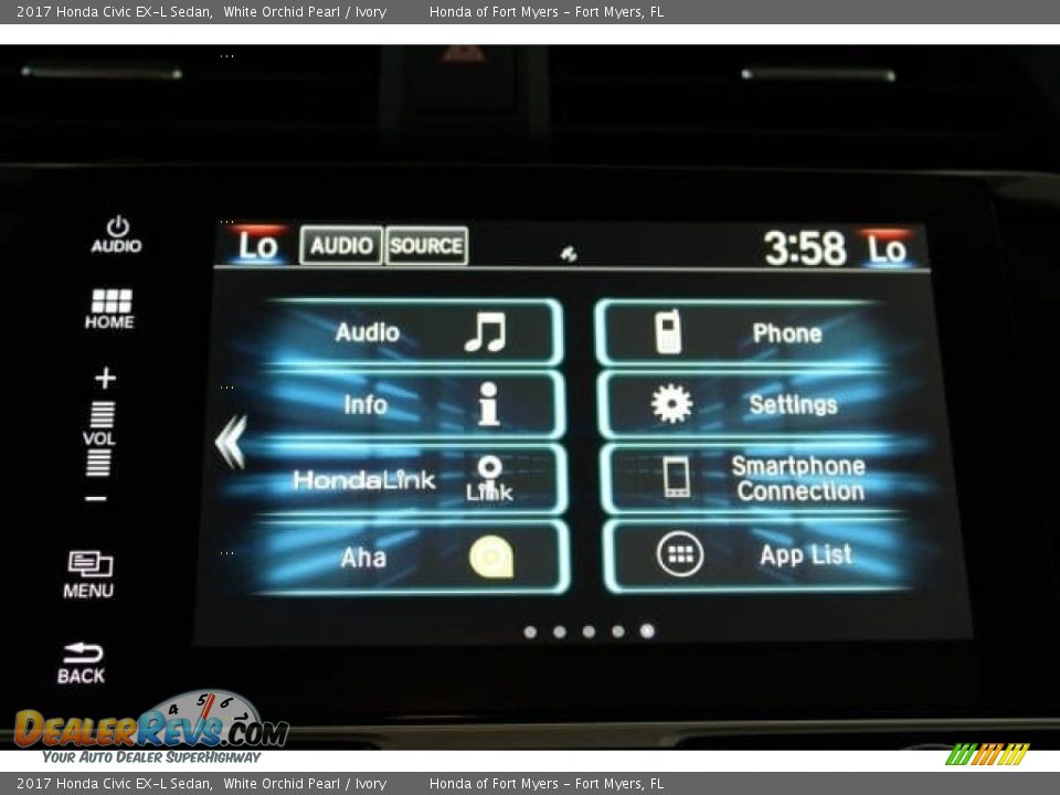 2017 Honda Civic EX-L Sedan White Orchid Pearl / Ivory Photo #16