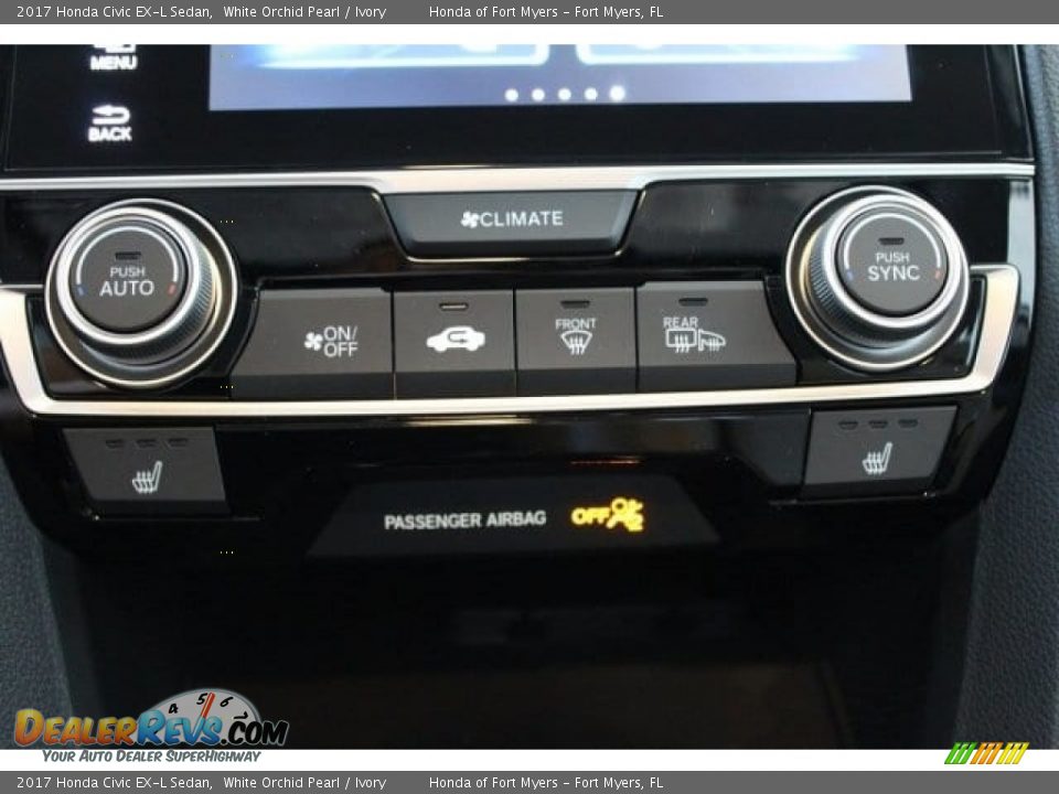 2017 Honda Civic EX-L Sedan White Orchid Pearl / Ivory Photo #19