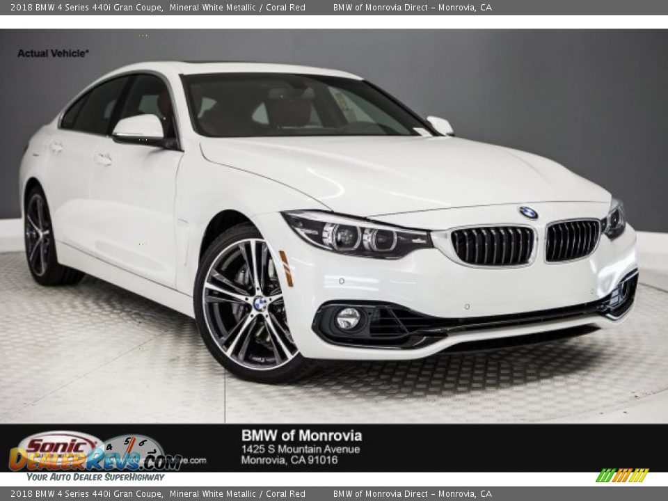 2018 BMW 4 Series 440i Gran Coupe Mineral White Metallic / Coral Red Photo #1