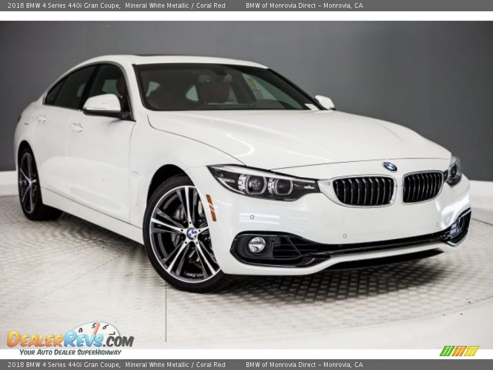 2018 BMW 4 Series 440i Gran Coupe Mineral White Metallic / Coral Red Photo #12