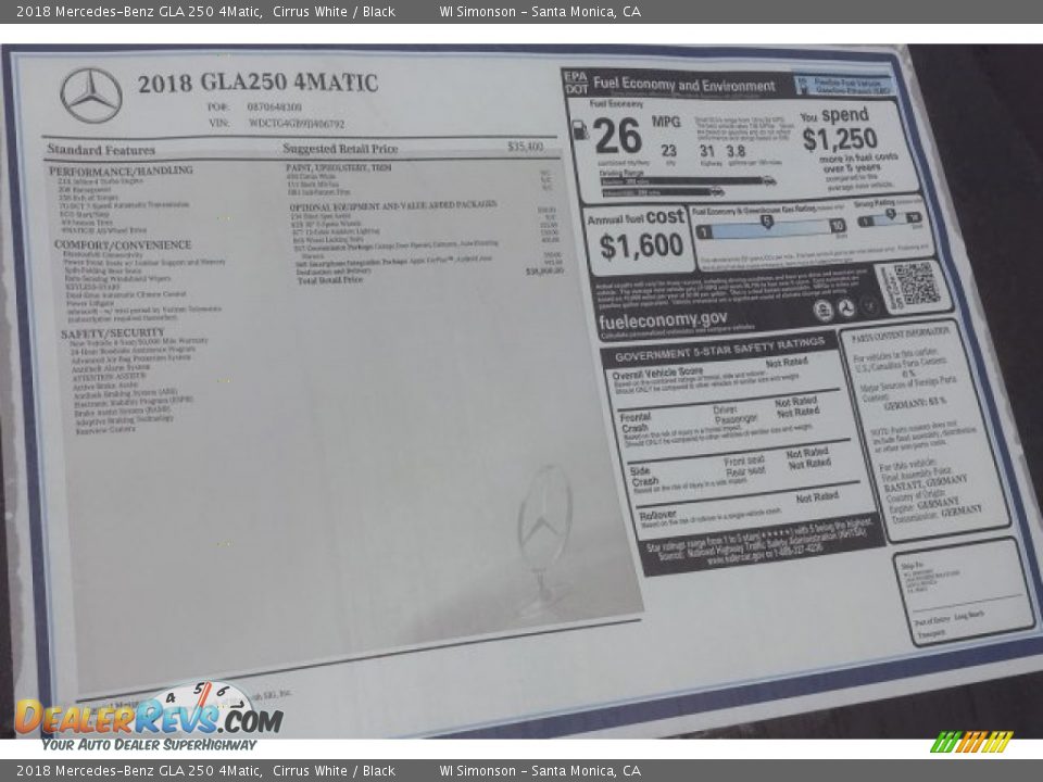 2018 Mercedes-Benz GLA 250 4Matic Cirrus White / Black Photo #11