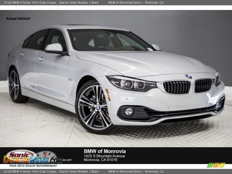 2018 BMW 4 Series 430i Gran Coupe Glacier Silver Metallic / Black Photo #1