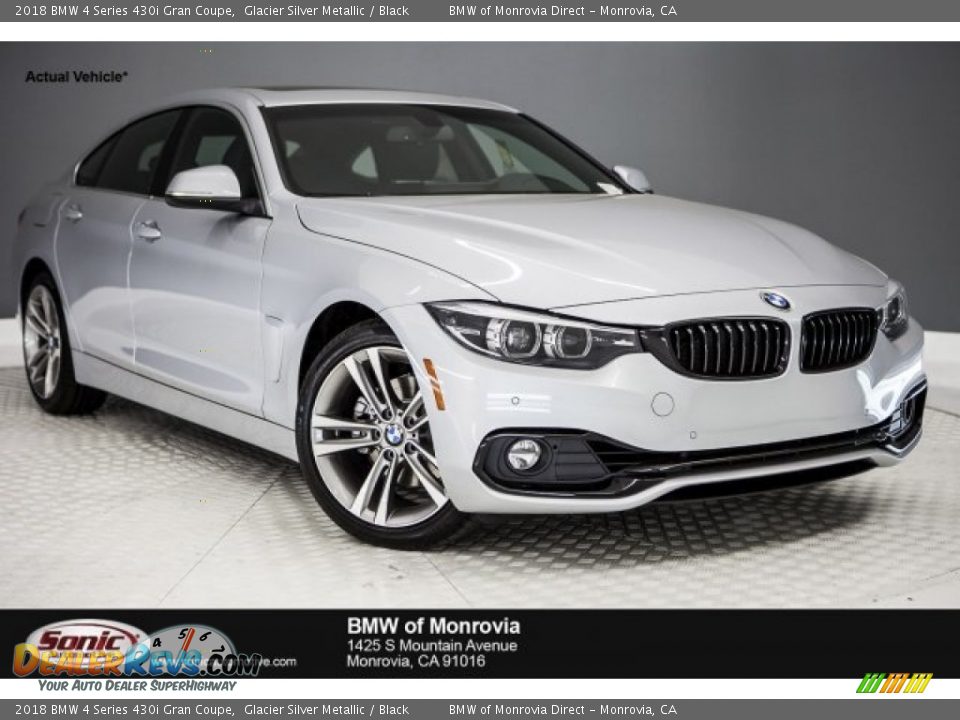 2018 BMW 4 Series 430i Gran Coupe Glacier Silver Metallic / Black Photo #1