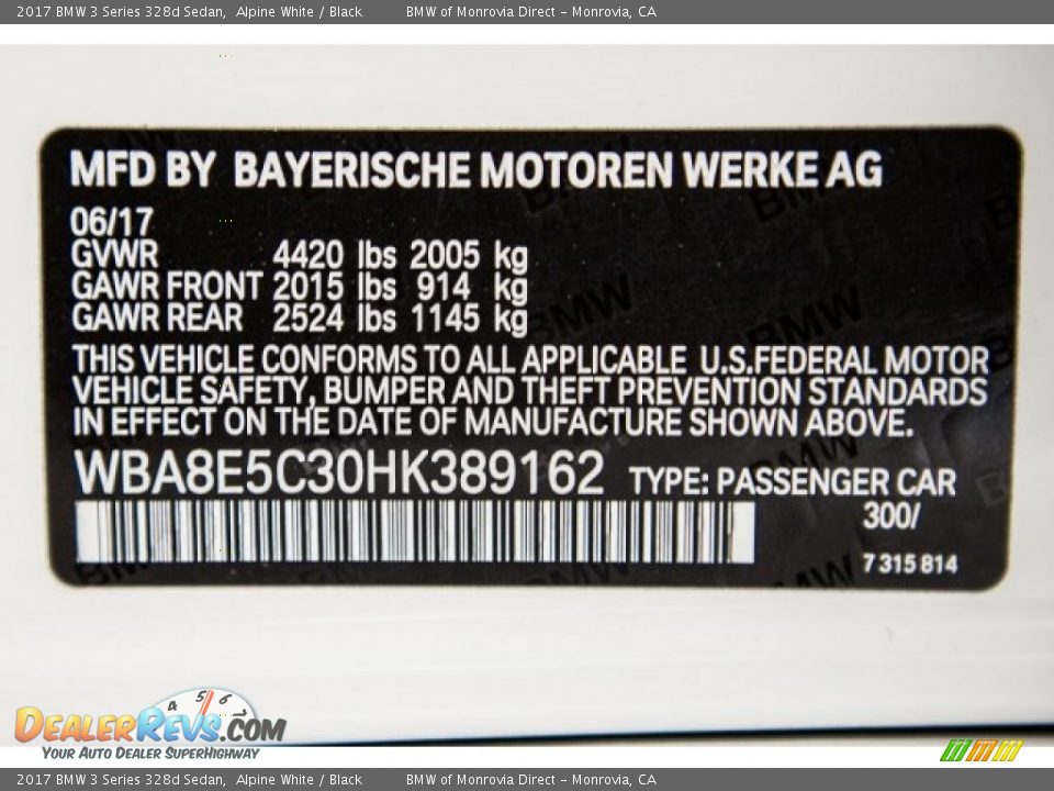 2017 BMW 3 Series 328d Sedan Alpine White / Black Photo #11