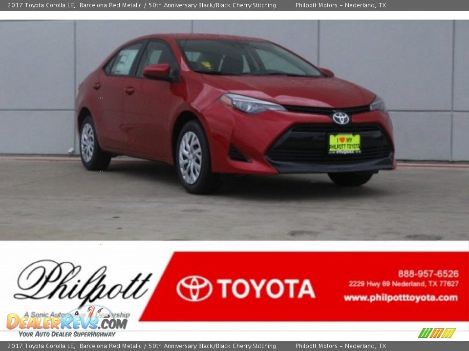 2017 Toyota Corolla LE Barcelona Red Metalic / 50th Anniversary Black/Black Cherry Stitching Photo #1