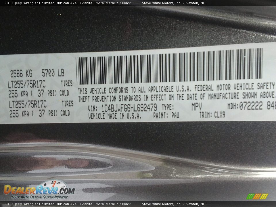 2017 Jeep Wrangler Unlimited Rubicon 4x4 Granite Crystal Metallic / Black Photo #32