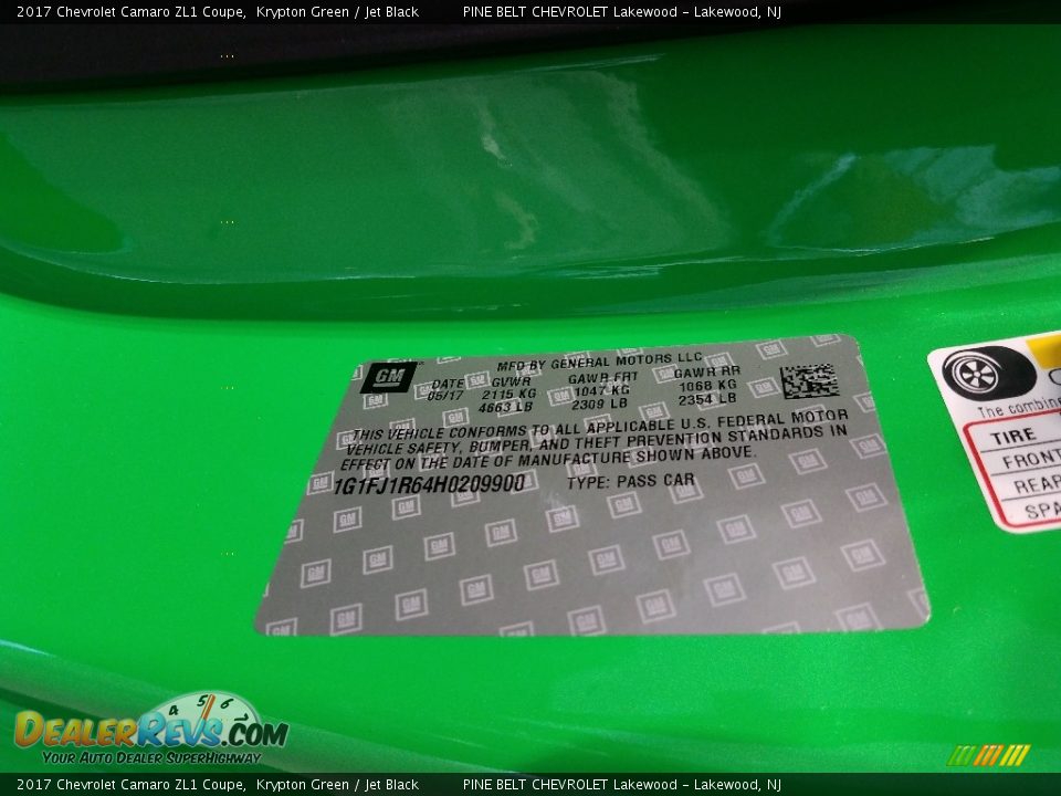 2017 Chevrolet Camaro ZL1 Coupe Krypton Green / Jet Black Photo #7