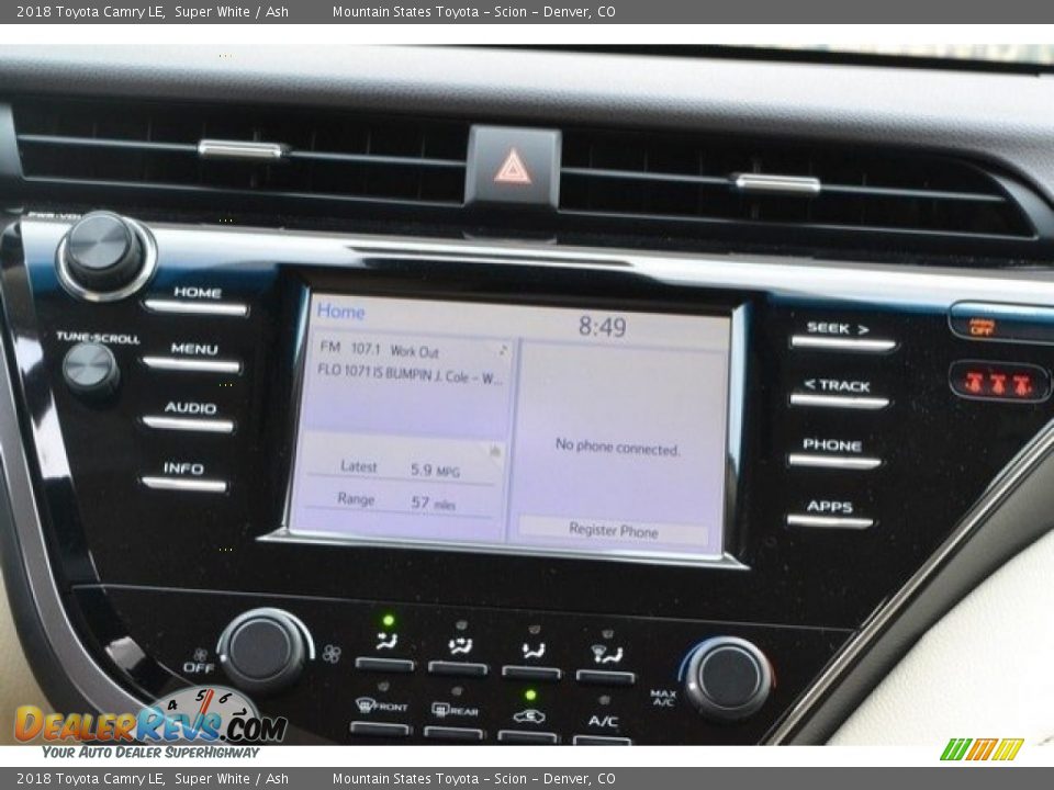 2018 Toyota Camry LE Super White / Ash Photo #6