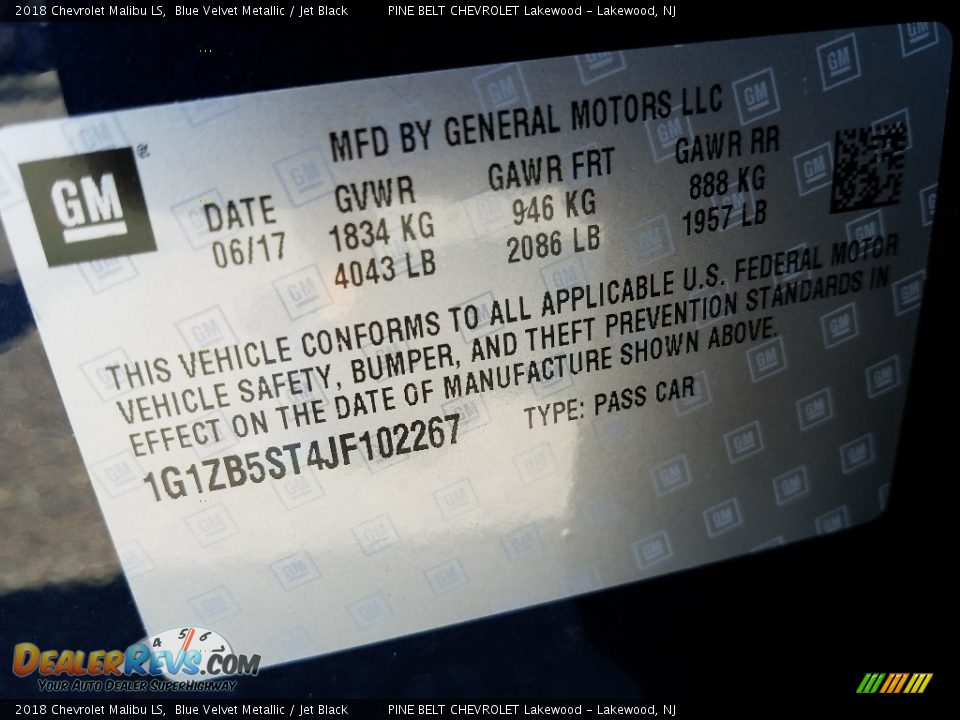 2018 Chevrolet Malibu LS Blue Velvet Metallic / Jet Black Photo #9