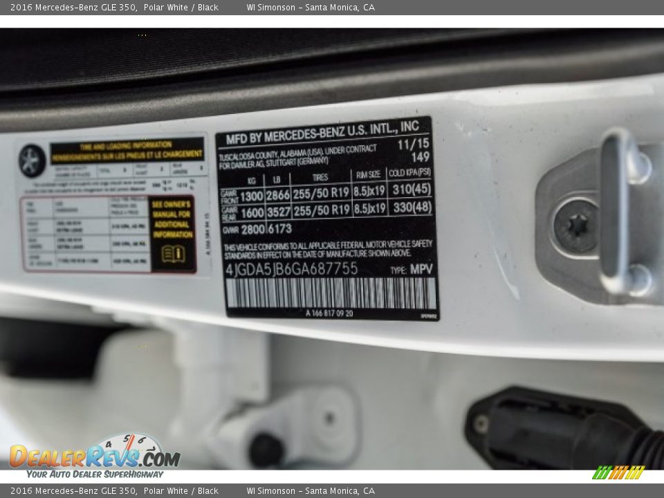 2016 Mercedes-Benz GLE 350 Polar White / Black Photo #21