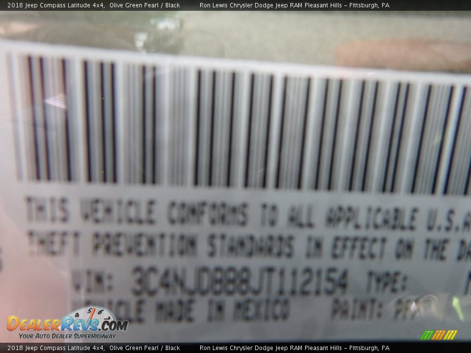 2018 Jeep Compass Latitude 4x4 Olive Green Pearl / Black Photo #13