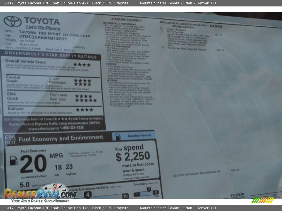 2017 Toyota Tacoma TRD Sport Double Cab 4x4 Black / TRD Graphite Photo #10