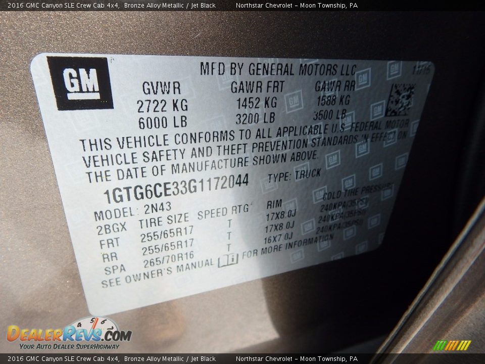 2016 GMC Canyon SLE Crew Cab 4x4 Bronze Alloy Metallic / Jet Black Photo #28