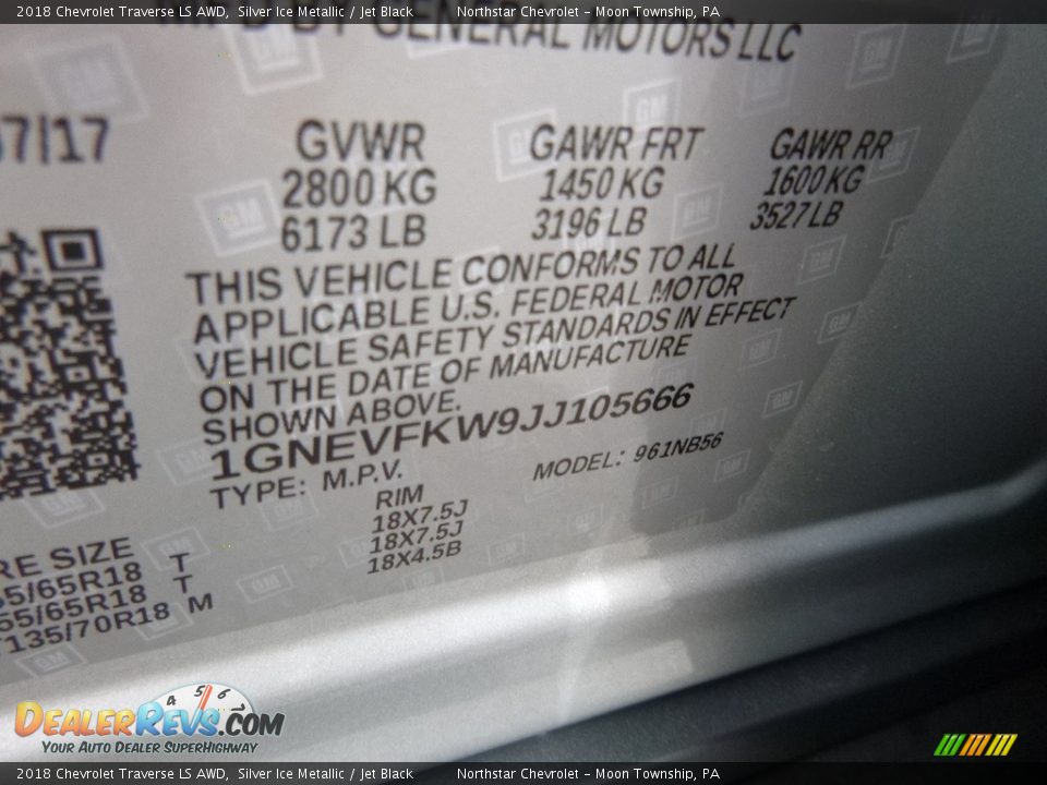 2018 Chevrolet Traverse LS AWD Silver Ice Metallic / Jet Black Photo #18