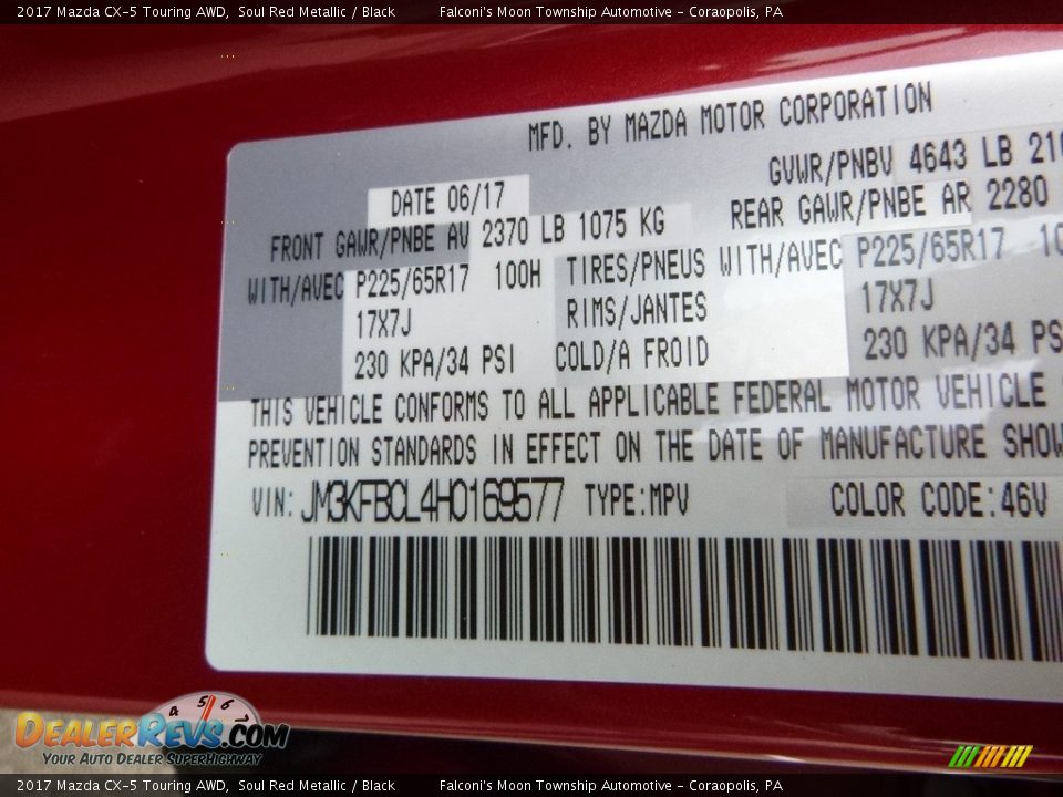 2017 Mazda CX-5 Touring AWD Soul Red Metallic / Black Photo #12