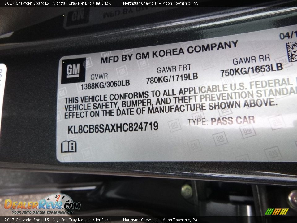 2017 Chevrolet Spark LS Nightfall Gray Metallic / Jet Black Photo #17