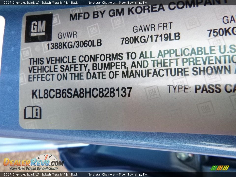 2017 Chevrolet Spark LS Splash Metallic / Jet Black Photo #17