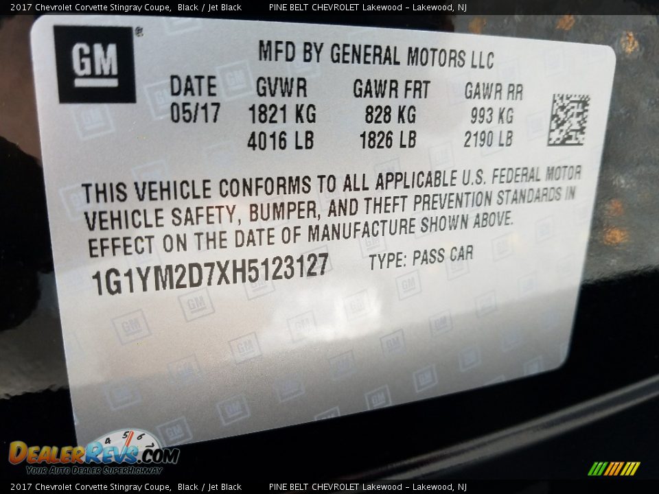 2017 Chevrolet Corvette Stingray Coupe Black / Jet Black Photo #7