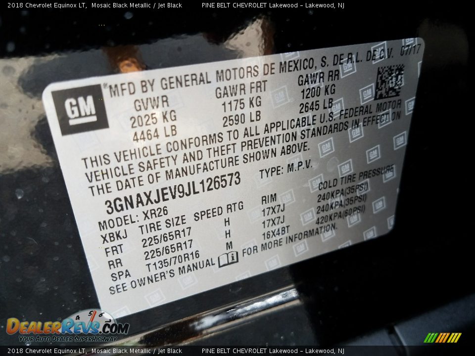 2018 Chevrolet Equinox LT Mosaic Black Metallic / Jet Black Photo #9