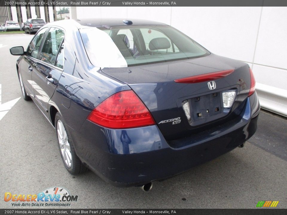 2007 Honda Accord EX-L V6 Sedan Royal Blue Pearl / Gray Photo #3