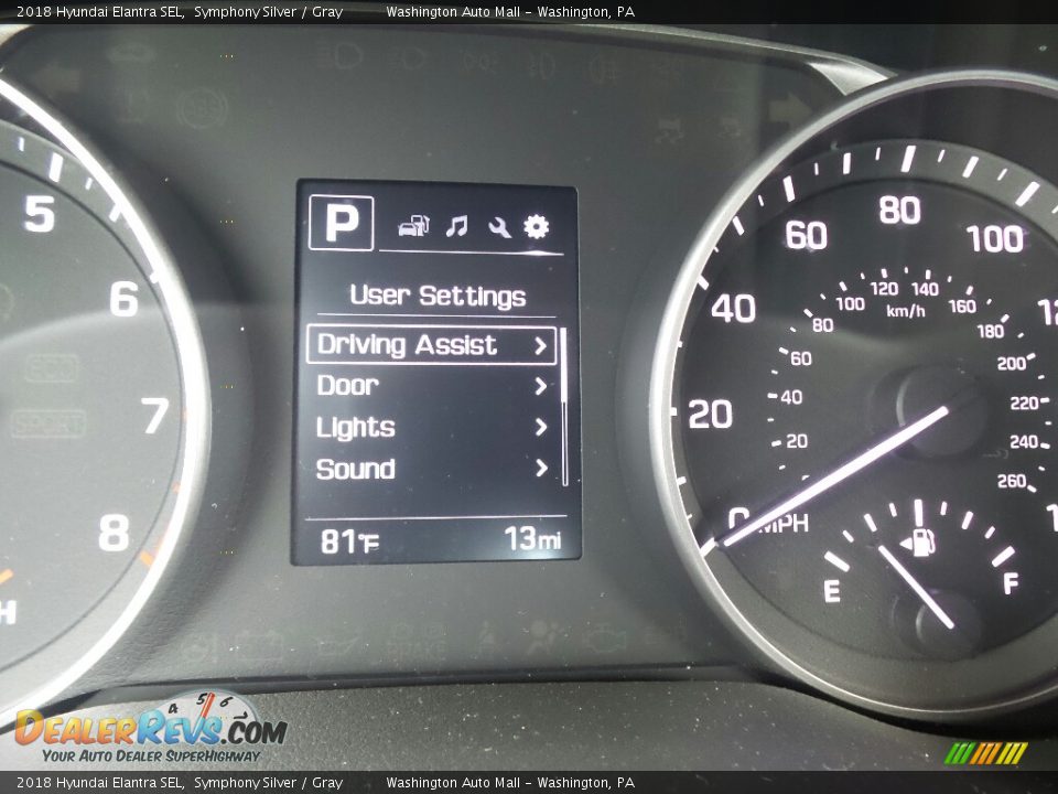 2018 Hyundai Elantra SEL Symphony Silver / Gray Photo #20
