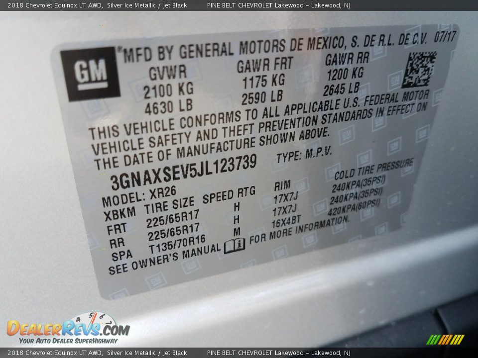 2018 Chevrolet Equinox LT AWD Silver Ice Metallic / Jet Black Photo #9