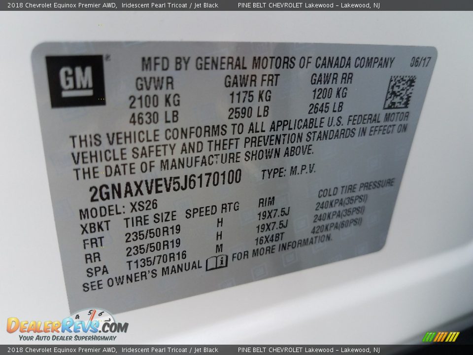 2018 Chevrolet Equinox Premier AWD Iridescent Pearl Tricoat / Jet Black Photo #9