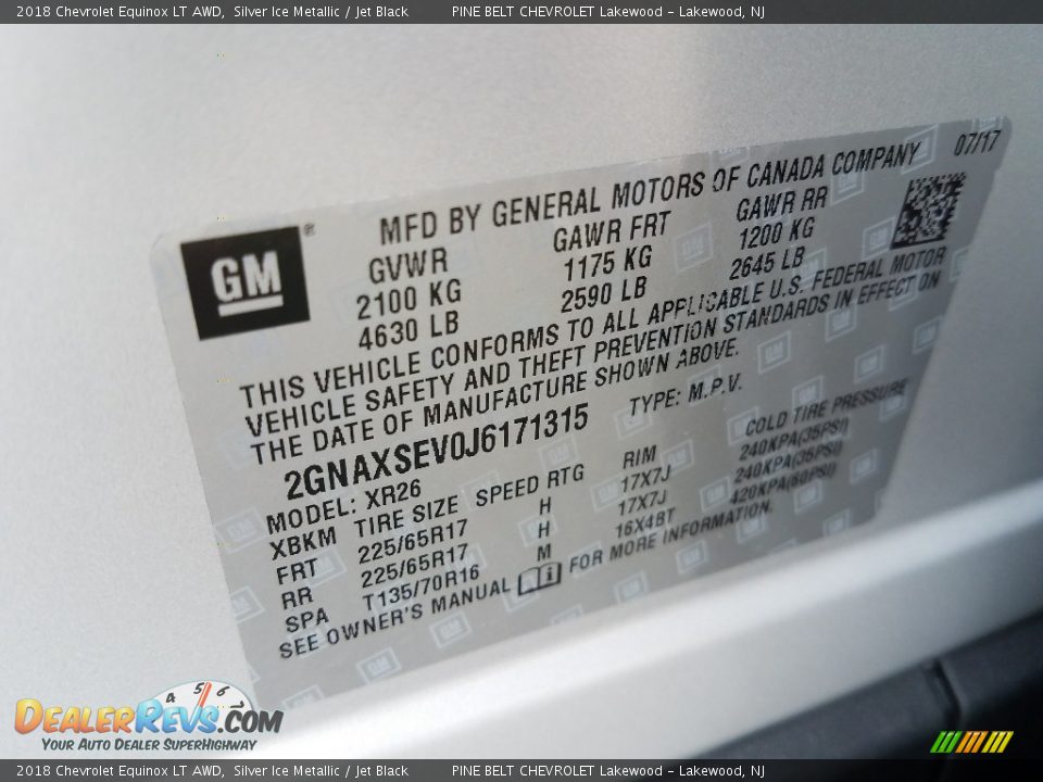 2018 Chevrolet Equinox LT AWD Silver Ice Metallic / Jet Black Photo #9