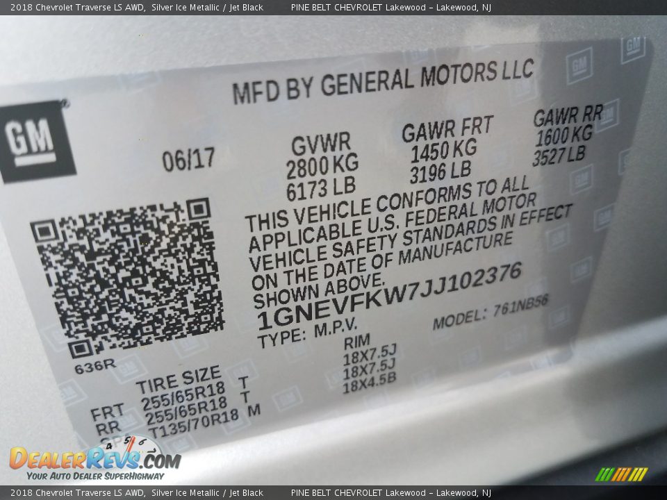 2018 Chevrolet Traverse LS AWD Silver Ice Metallic / Jet Black Photo #9