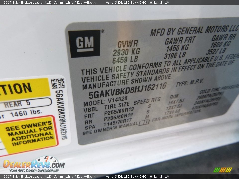 2017 Buick Enclave Leather AWD Summit White / Ebony/Ebony Photo #16