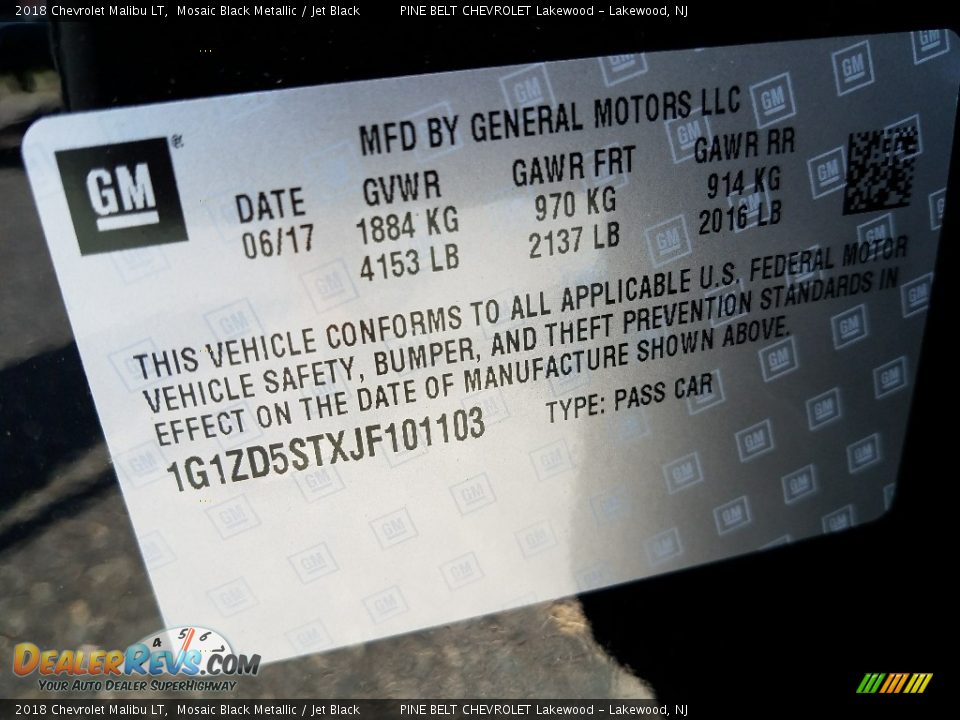 2018 Chevrolet Malibu LT Mosaic Black Metallic / Jet Black Photo #9