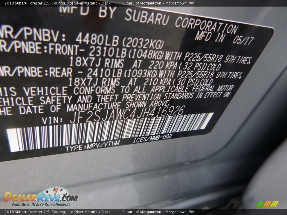 2018 Subaru Forester 2.5i Touring Ice Silver Metallic / Black Photo #16