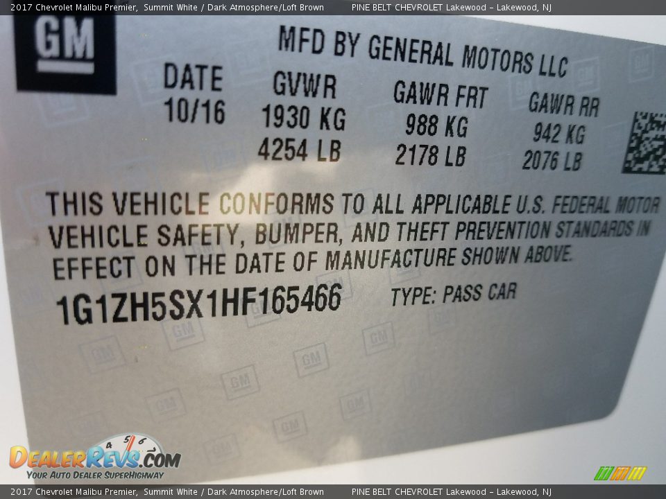 2017 Chevrolet Malibu Premier Summit White / Dark Atmosphere/Loft Brown Photo #8