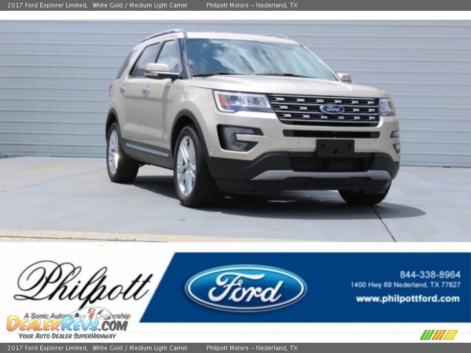 2017 Ford Explorer Limited White Gold / Medium Light Camel Photo #1