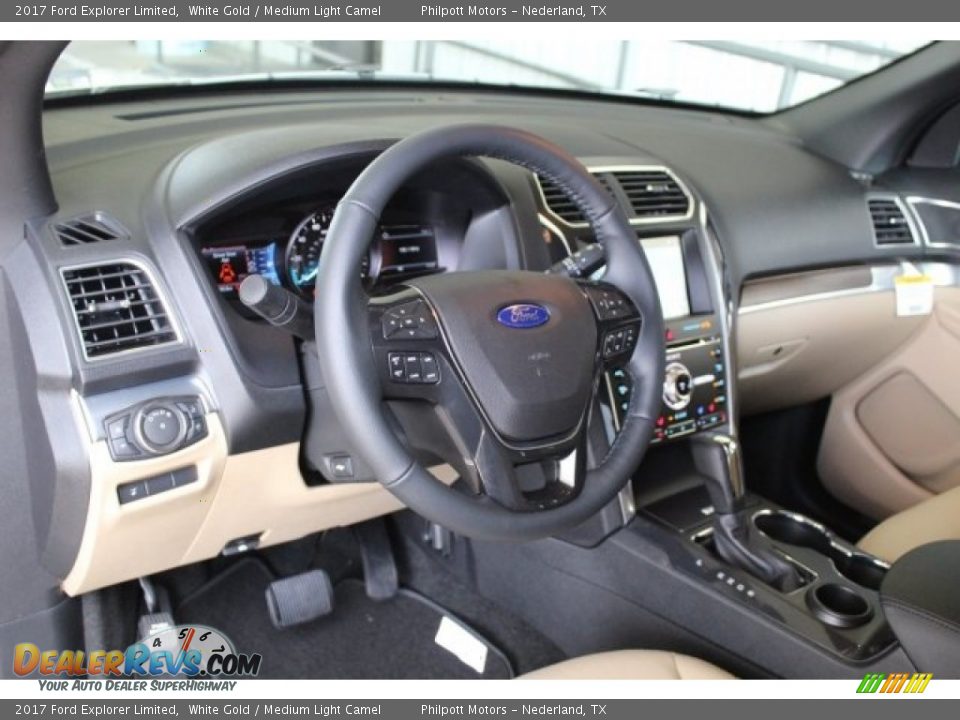2017 Ford Explorer Limited White Gold / Medium Light Camel Photo #12