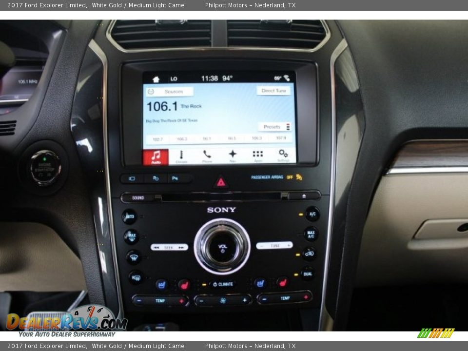 2017 Ford Explorer Limited White Gold / Medium Light Camel Photo #17