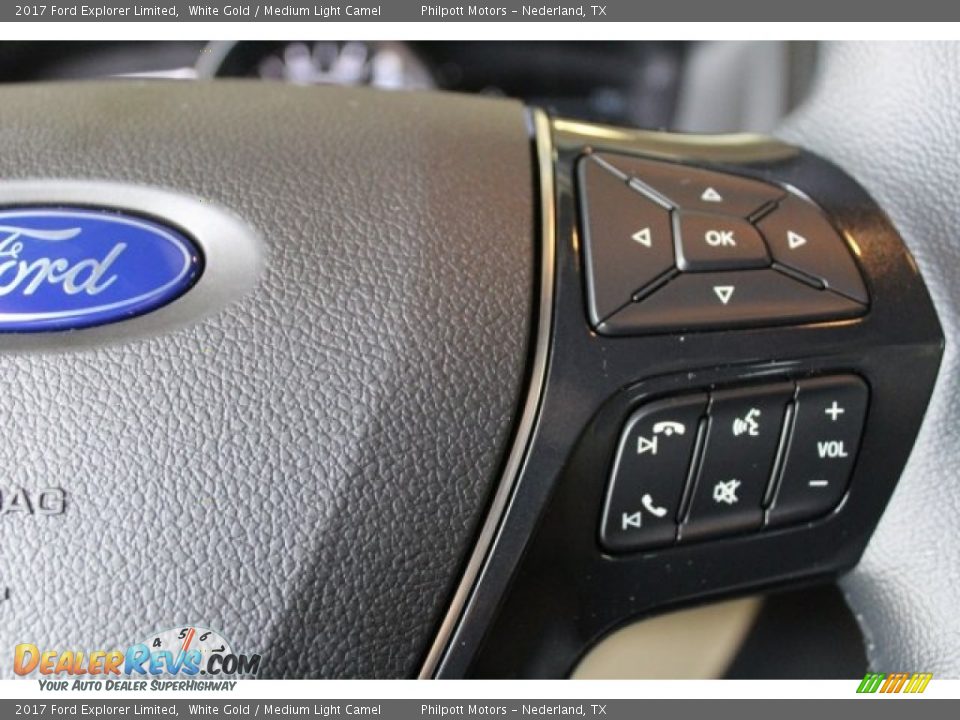 2017 Ford Explorer Limited White Gold / Medium Light Camel Photo #22