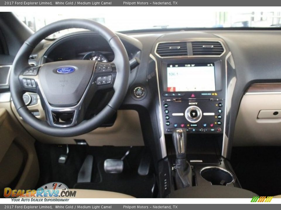2017 Ford Explorer Limited White Gold / Medium Light Camel Photo #29