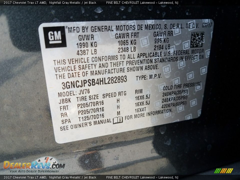 2017 Chevrolet Trax LT AWD Nightfall Gray Metallic / Jet Black Photo #9