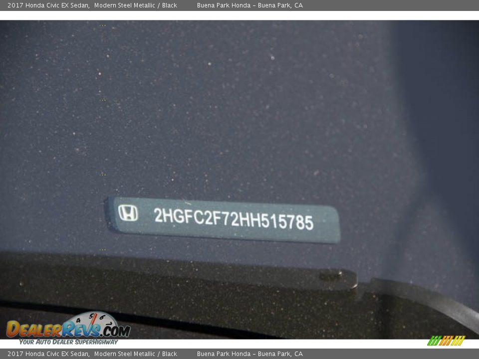 2017 Honda Civic EX Sedan Modern Steel Metallic / Black Photo #18