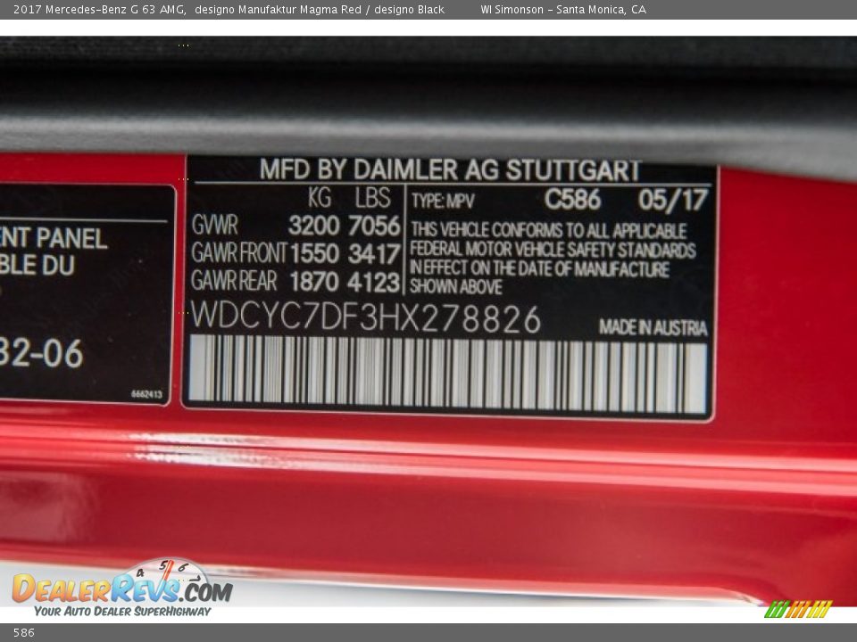 Mercedes-Benz Color Code 586 designo Manufaktur Magma Red
